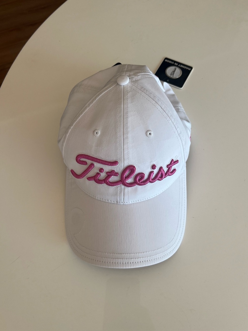 Titleist Women's White Cap with Pink Piping New